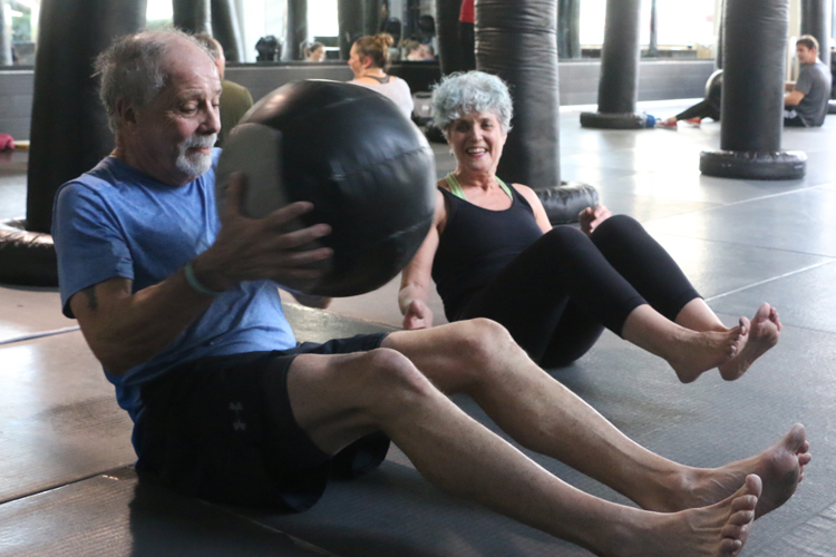 Senior citizens get an amazing self-defense style workout.